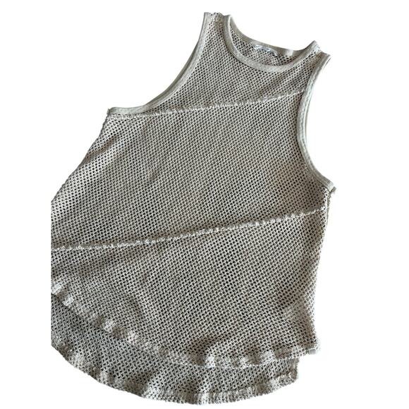 FREE PEOPLE SHORE SIDE MESH OVERSIZED MUSCLE TANK SIZE LARGE NWOT 100% COTTON - Picture 4 of 8